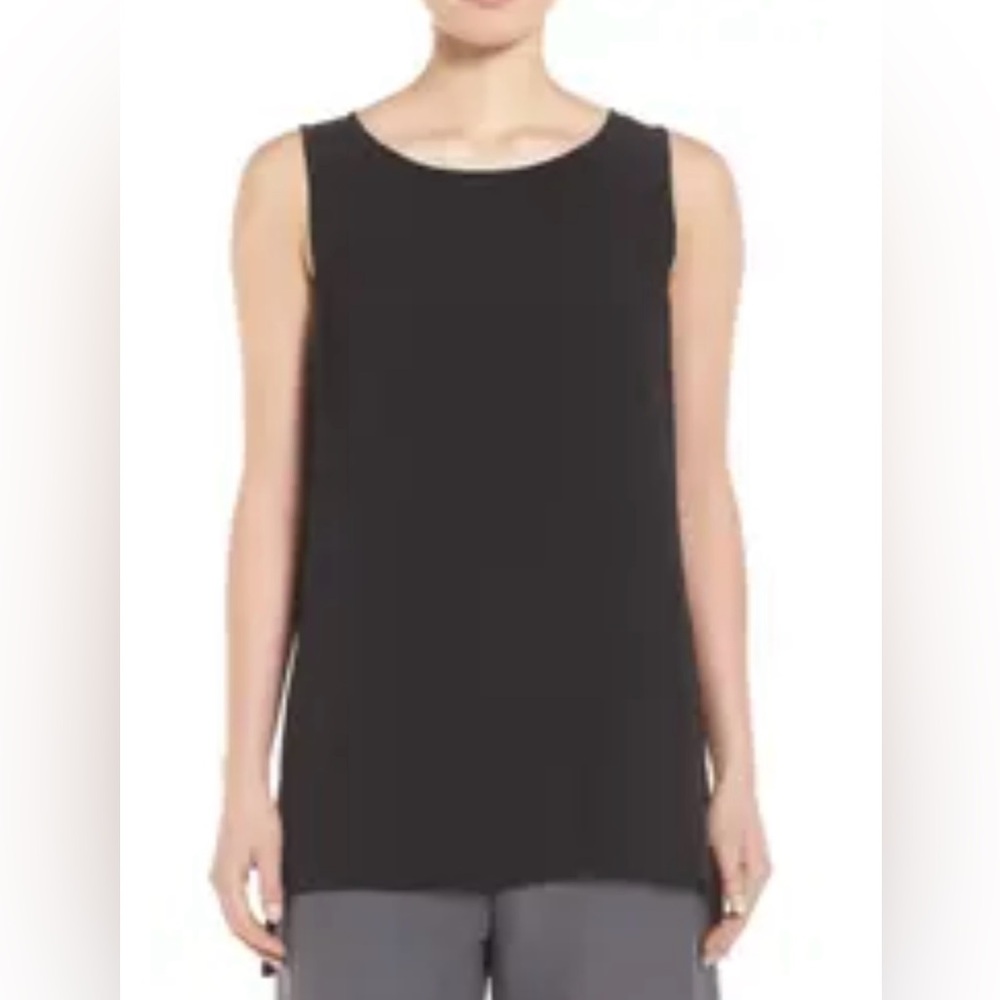 Eileen Fisher Silk Crepe Bateau Neck Shell